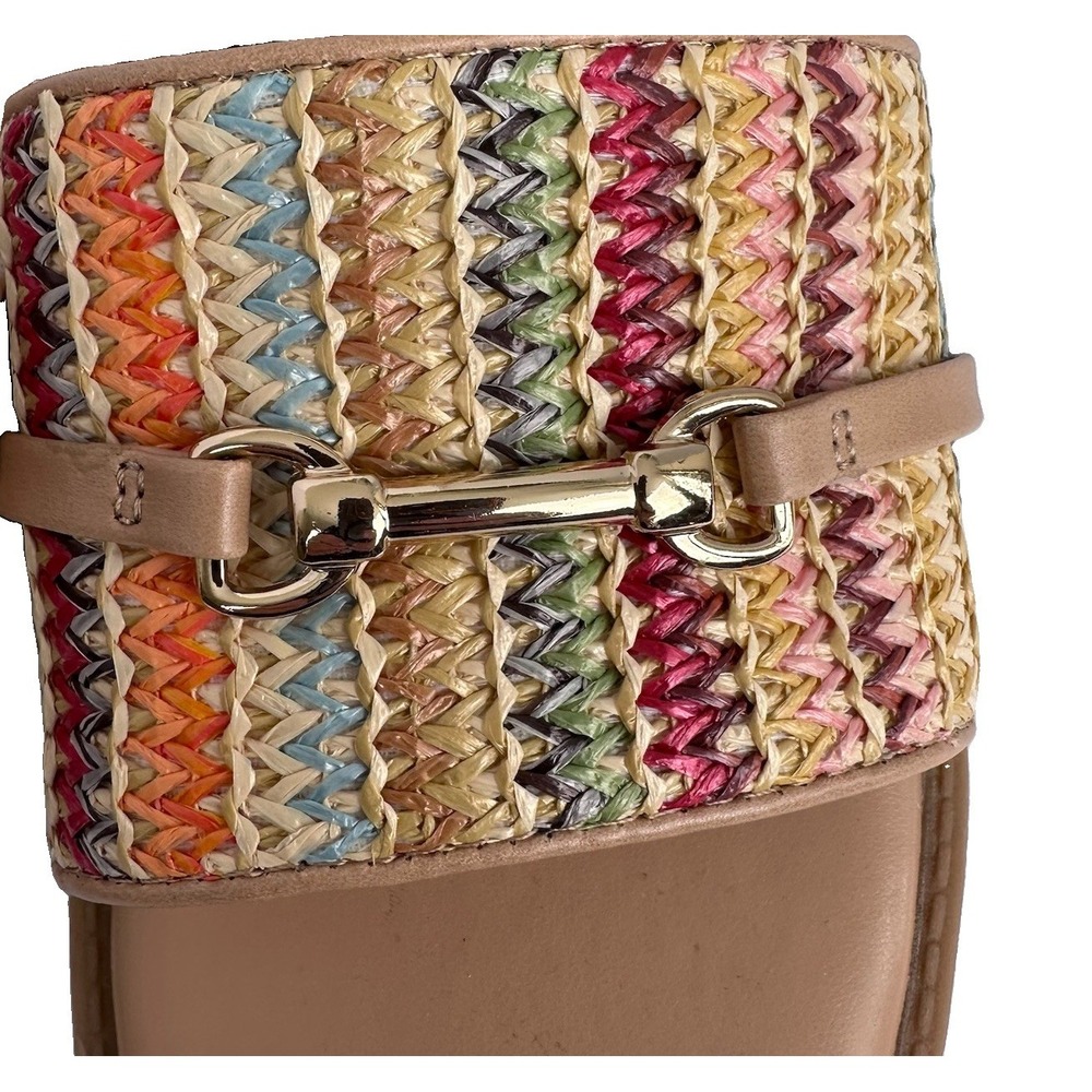 Time and Tru Women's Chevron Slide Sandals Beige/Multicolor Buckle US 10 - Picture 3 of 7